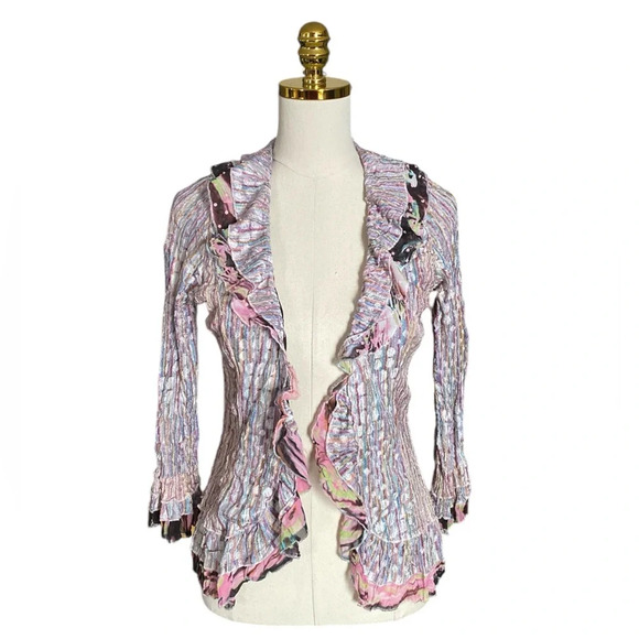 Women's Multicolor Ruffled Jacket - Picture 1 of 9